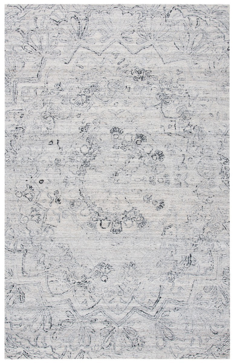 Abstract 145 Contemporary Hand Tufted 80% Polyester, 20% Wool Rug Ivory / Black