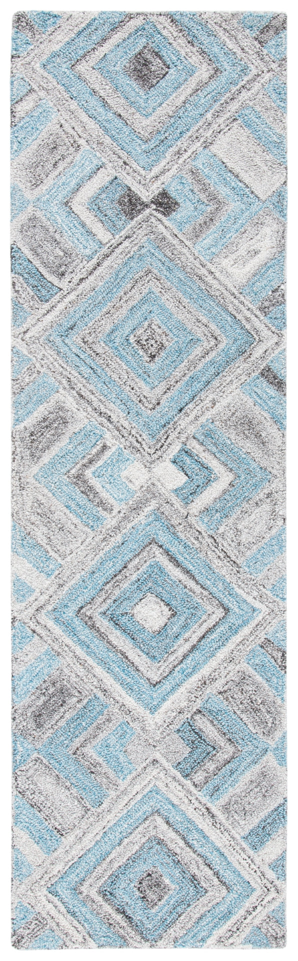 Safavieh Abstract 642 Hand Tufted Wool 65%, Viscose, 25%, Nylon 10% Rug Grey / Turquoise 9' x 12'