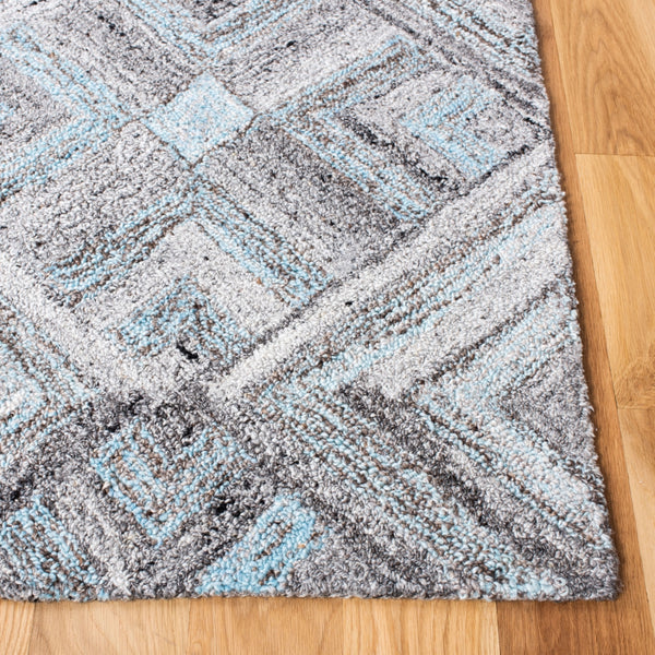 Safavieh Abstract 642 Hand Tufted Wool 65%, Viscose, 25%, Nylon 10% Rug Grey / Turquoise 9' x 12'