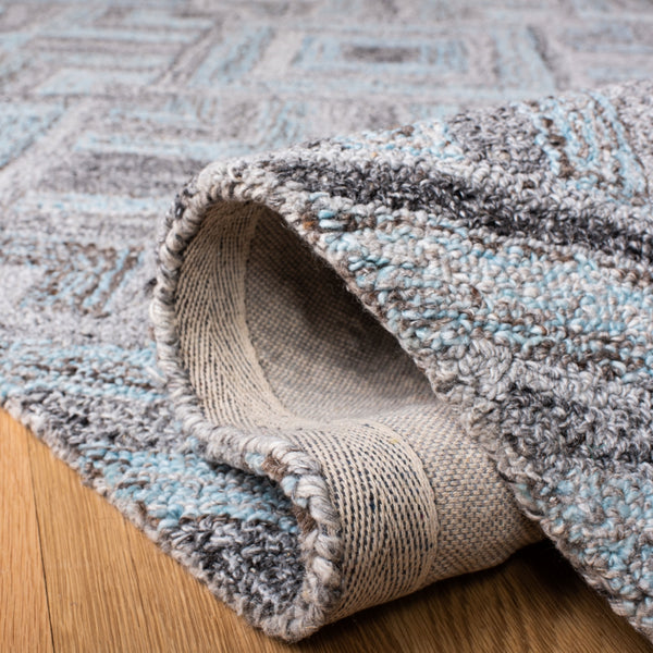 Safavieh Abstract 642 Hand Tufted Wool 65%, Viscose, 25%, Nylon 10% Rug Grey / Turquoise 9' x 12'