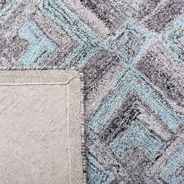 Safavieh Abstract 642 Hand Tufted Wool 65%, Viscose, 25%, Nylon 10% Rug Grey / Turquoise 9' x 12'