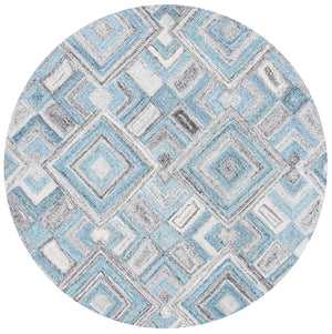 Safavieh Abstract 642 Hand Tufted Wool 65%, Viscose, 25%, Nylon 10% Rug Grey / Turquoise 9' x 12'