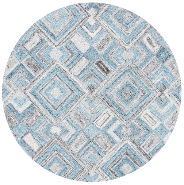 Safavieh Abstract 642 Hand Tufted Wool 65%, Viscose, 25%, Nylon 10% Rug Grey / Turquoise 9' x 12'