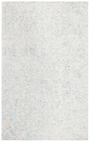 Abstract 654 Contemporary Hand Tufted 80% Wool, 20% Cotton Rug Ivory / Light Blue