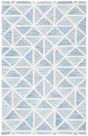 Abstract 655 Contemporary Hand Tufted 80% Wool, 20% Cotton Rug Ivory / Blue