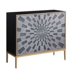 Quilla Contemporary Console Table Black, Gray & Brass Finish AC00200-ACME