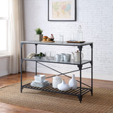 Jakob Industrial Kitchen Island Black & Concrete Finish AC00272-ACME