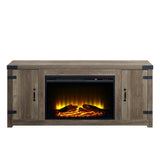 Tobias Industrial Fireplace Rustic Oak Finish AC00275-ACME