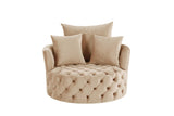 Zunyas Contemporary Accent Chair with Swivel Beige Velvet($16 RMB/m, #MJ7-30) AC00290-ACME