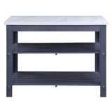 Enapay Transitional Kitchen Island Marble Top & Gray Finish AC00305-ACME