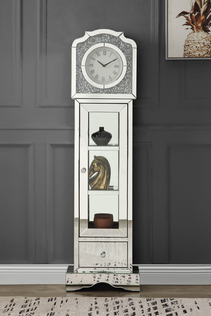 Noralie Glam Grandfather Clock Mirrored & Faux Diamonds AC00309-ACME