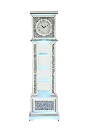 Noralie Glam Grandfather Clock with LED Mirrored & Faux Diamonds AC00348-ACME