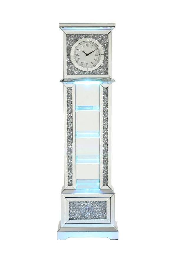 Noralie Glam Grandfather Clock with LED Mirrored & Faux Diamonds AC00348-ACME