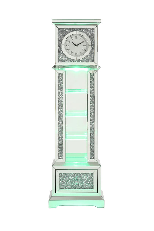 Noralie Glam Grandfather Clock with LED Mirrored & Faux Diamonds AC00348-ACME