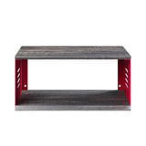 Cargo Industrial Accent Table with Wall Shelf Red AC00361-ACME