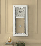 Lotus Glam Wall Clock Mirrored & Faux Crystal Diamonds AC00418-ACME