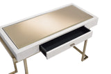 Boice Contemporary/Casual Vanity Desk White PU Crocodile (PVC) •Champagne Plating (Metal) •Smoky Mirror  AC00892-ACME