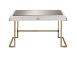 Boice Contemporary/Casual Vanity Desk White PU Crocodile (PVC) •Champagne Plating (Metal) •Smoky Mirror  AC00892-ACME