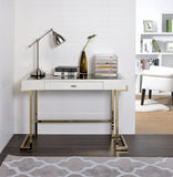 Boice Contemporary/Casual Vanity Desk White PU Crocodile (PVC) •Champagne Plating (Metal) •Smoky Mirror  AC00892-ACME