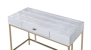 Piety Contemporary Vanity Desk Silver Crocodile PU Top () •Champagne Metal Stand AC00893-ACME