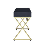 Coleen Contemporary Vanity Desk with USB Black & Brass Finish AC00894-ACME