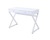 Coleen Contemporary Vanity Desk TOP] White Wood (cc#) •BASE] Chrome Metal (cc#) AC00895-ACME