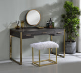 Perle Industrial Vanity Desk with USB Champagne Gold & Black Finish AC00897-ACME