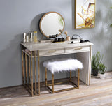 Tyeid Contemporary Vanity Desk with USB Antique White & Gold Finish AC00898-ACME