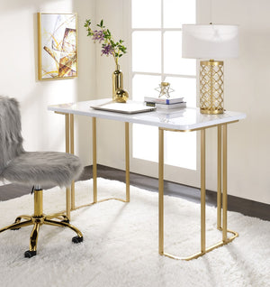 Estie Contemporary Vanity Desk White & Gold Finish AC00902-ACME