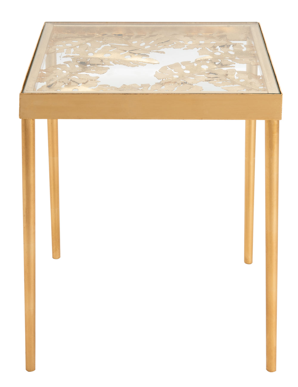 Leilani Palm Leaf Side Table - Elegant Gold & Glass Accent Table for Timeless Living Room Style