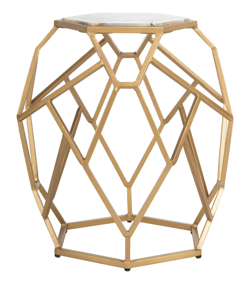 Ava Geometric Accent Table - Stunning Gold Design with Multi-Colored Agate Top for Modern Spaces