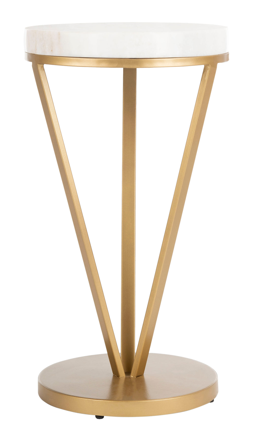 Theia Contemporary Accent Table with White Marble Top and Gold Finish for Elegant Living Rooms