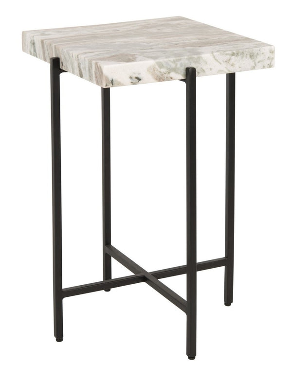 Tenzin Stylish Marble-Top Accent Table with Sleek Metal Base - Modern Home Décor Essential
