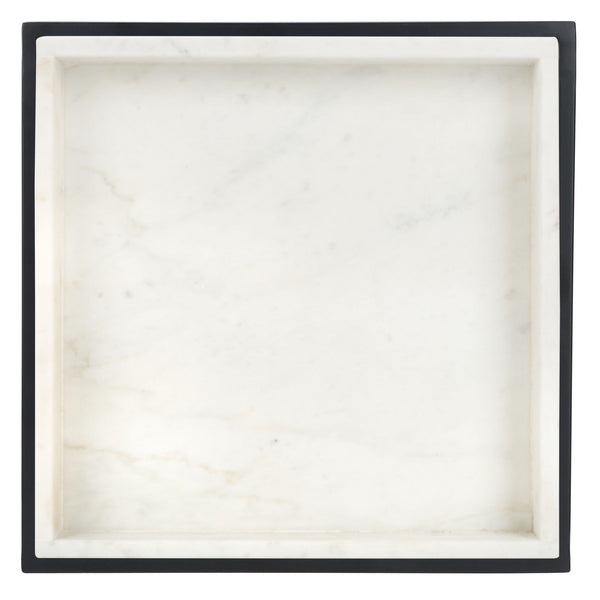 Kya 2-Tier Marble Accent Table - Stylish Walnut & Black Frame, Perfect for Chic Small Spaces