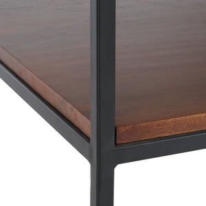 Kya 2-Tier Marble Accent Table - Stylish Walnut & Black Frame, Perfect for Chic Small Spaces