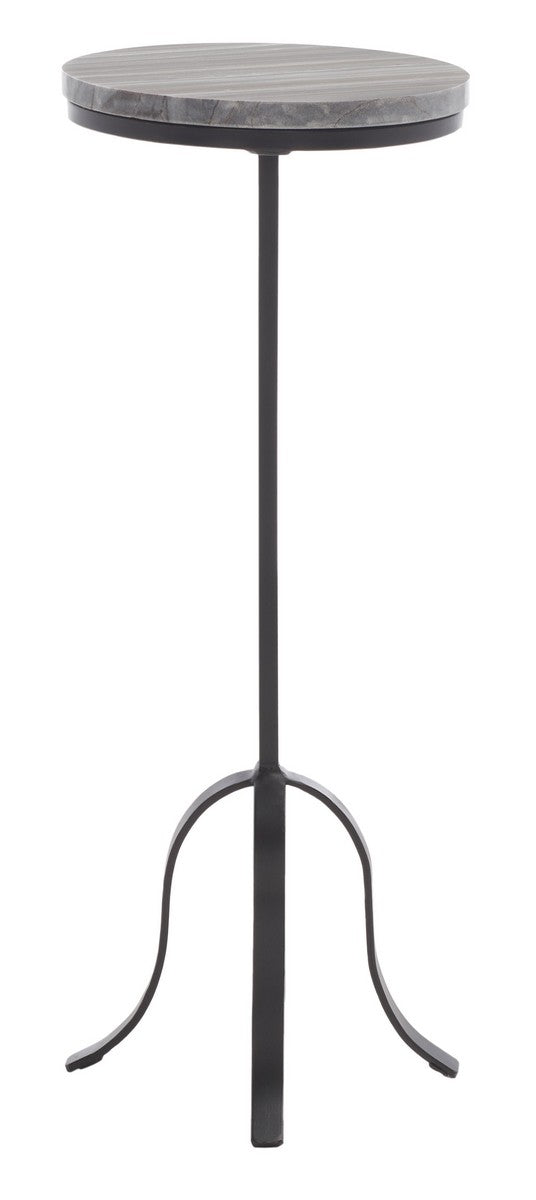 Safavieh Cade Marble Side Table White Marble Top / Black Legs Iron ACC3713A
