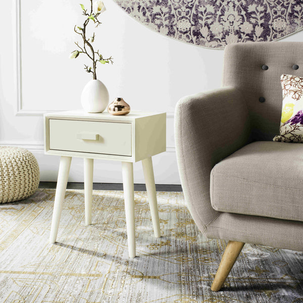 Lyle Accent Table - Scandinavian-Inspired Pine Wood Design in Vintage White for Stylish Interiors
