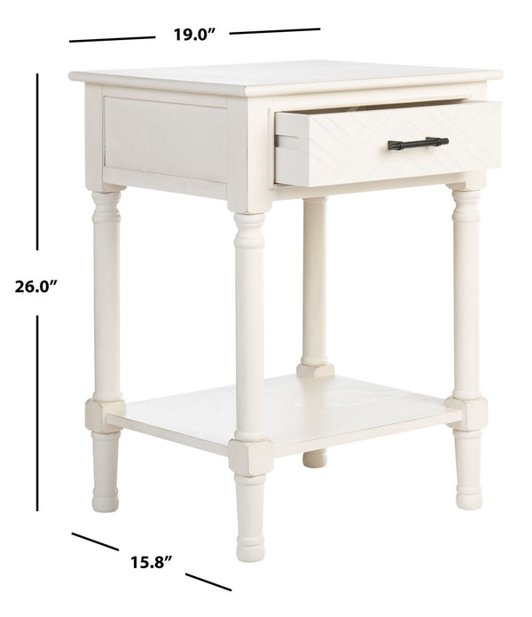 Peyton 1 Drawer Accent Table  Distressed White Wood ACC5704A