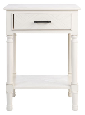 Peyton 1 Drawer Accent Table  Distressed White Wood ACC5704A