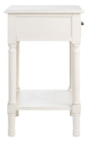 Peyton 1 Drawer Accent Table  Distressed White Wood ACC5704A