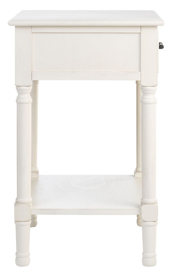 Peyton 1 Drawer Accent Table  Distressed White Wood ACC5704A