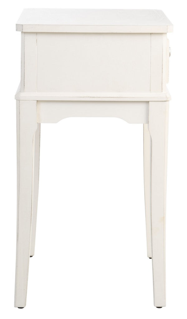 Opal 1Drw Accent Table Distressed White Wood ACC5719A