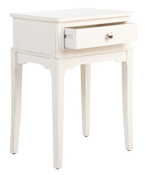 Opal 1Drw Accent Table Distressed White Wood ACC5719A