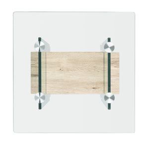Kayley Accent Table - Elegant Modern Design with Clear Tempered Glass and Natural Wood Shelf Appeal