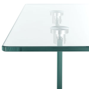 Kayley Accent Table - Elegant Modern Design with Clear Tempered Glass and Natural Wood Shelf Appeal