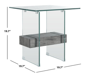 Kayley Accent Table - Elegant Modern Design with Clear Tempered Glass and Natural Wood Shelf Appeal