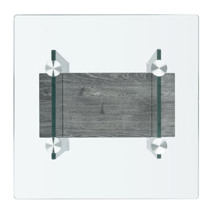 Kayley Accent Table - Elegant Modern Design with Clear Tempered Glass and Natural Wood Shelf Appeal