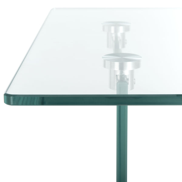 Kayley Accent Table - Elegant Modern Design with Clear Tempered Glass and Natural Wood Shelf Appeal