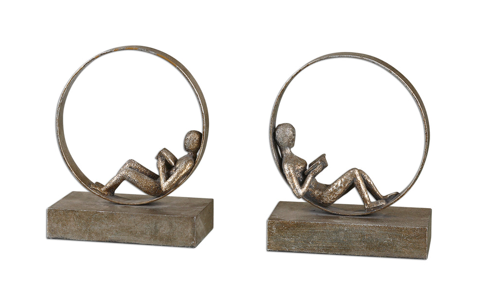 Uttermost Lounging Reader Antique Bookends Set of 2