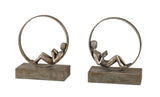 Lounging Reader Antique Bookends Set of 2